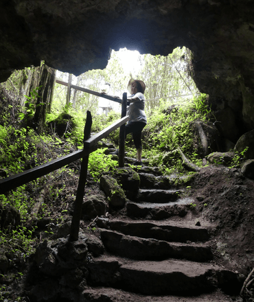 Woman in the lava tunnel